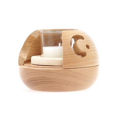 Photophore diffuseur d'huiles essentielles ouvert avec anneau en gypse à l'intérieur